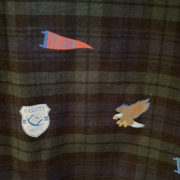 Preppy collegiate varsity game day long sleeve plaid button down shirt unisex XL - Picture 10 of 13